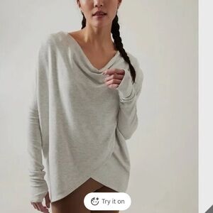 Athleta Light Gray Women's Cowl Neck Sweater